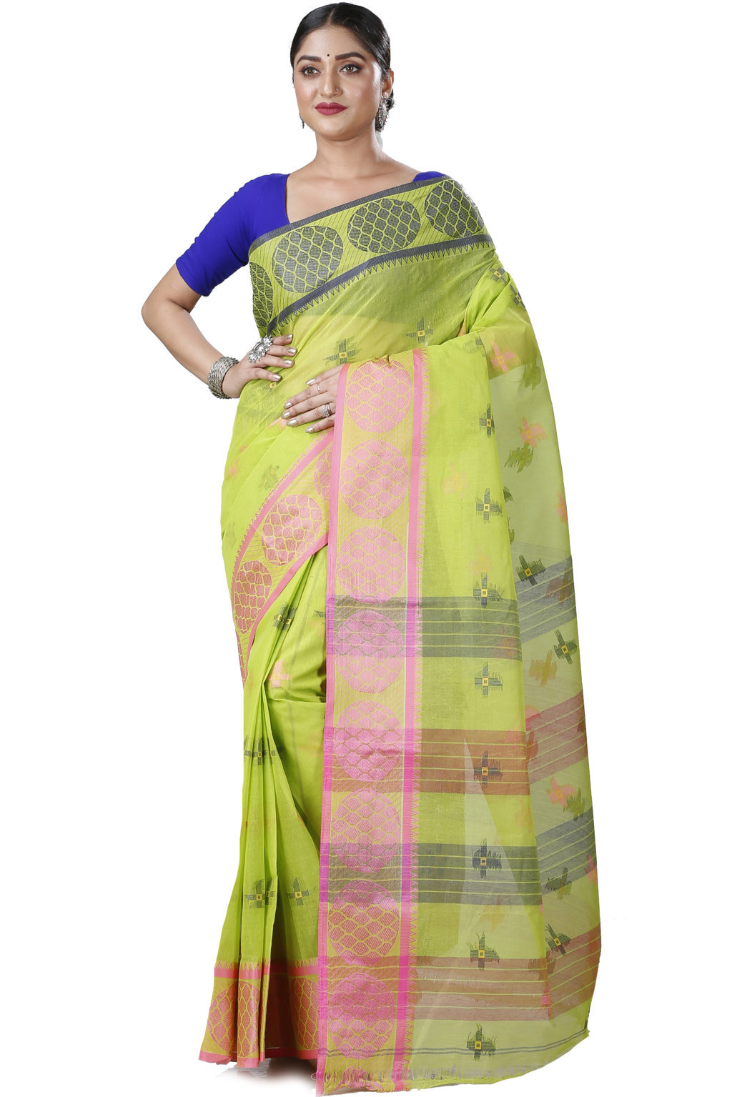 Green Pure Cotton Ananda Tant Saree (1077)